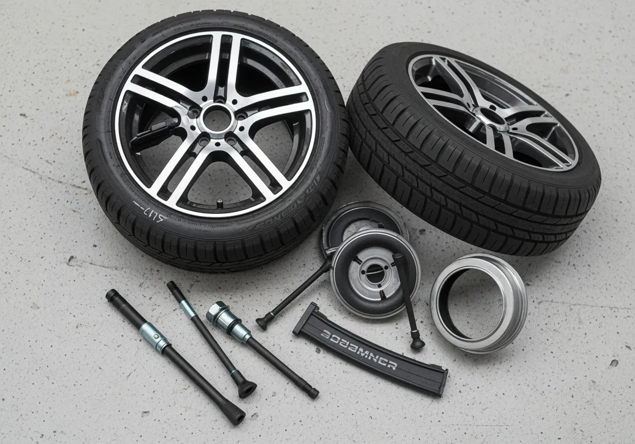 Ventilhattar och däckventiler på bilhjul