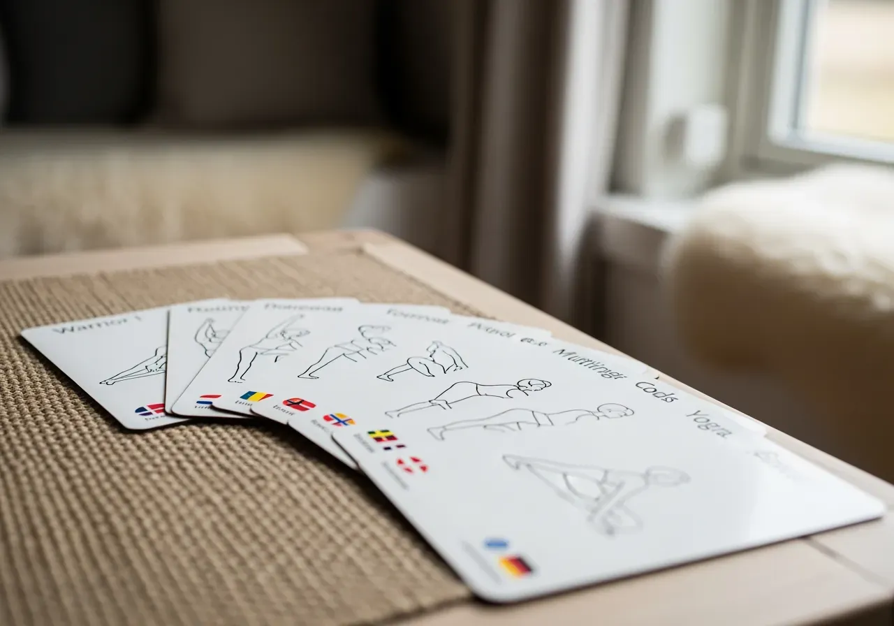 Flerspråkiga yogakort för nybörjare