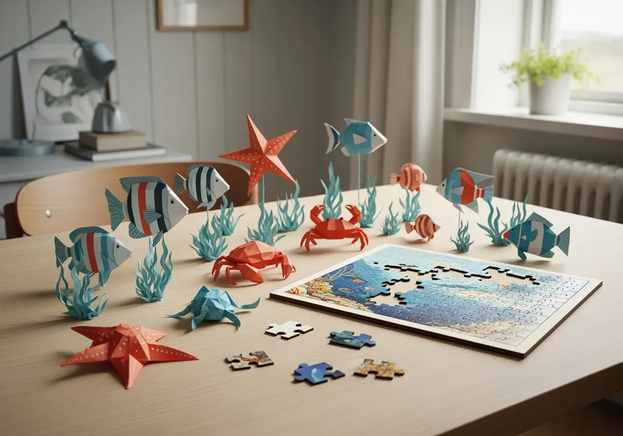 Vikmodeller i havstema och pussel