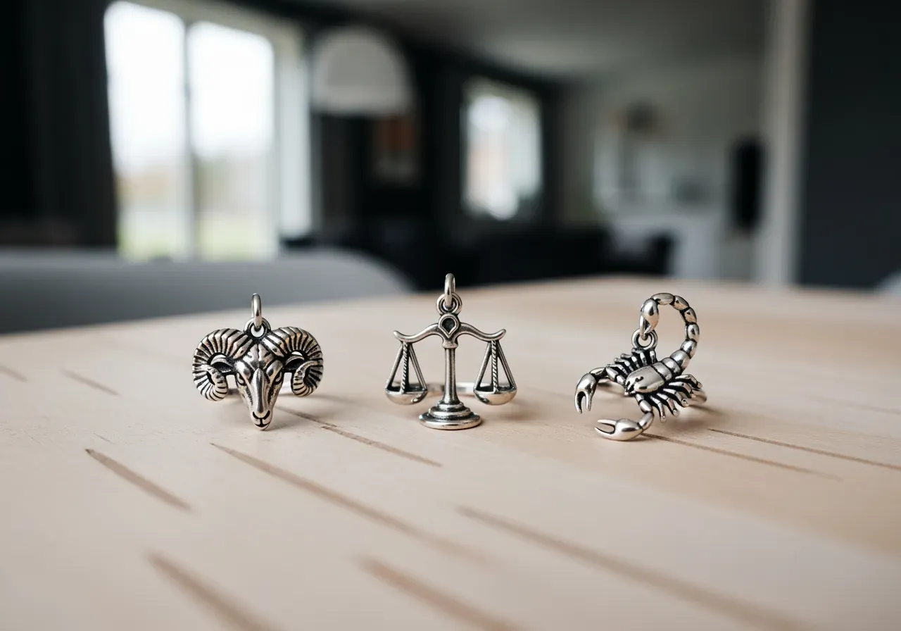 Smycken med stjärntecken Vädur Vågen Skorpion