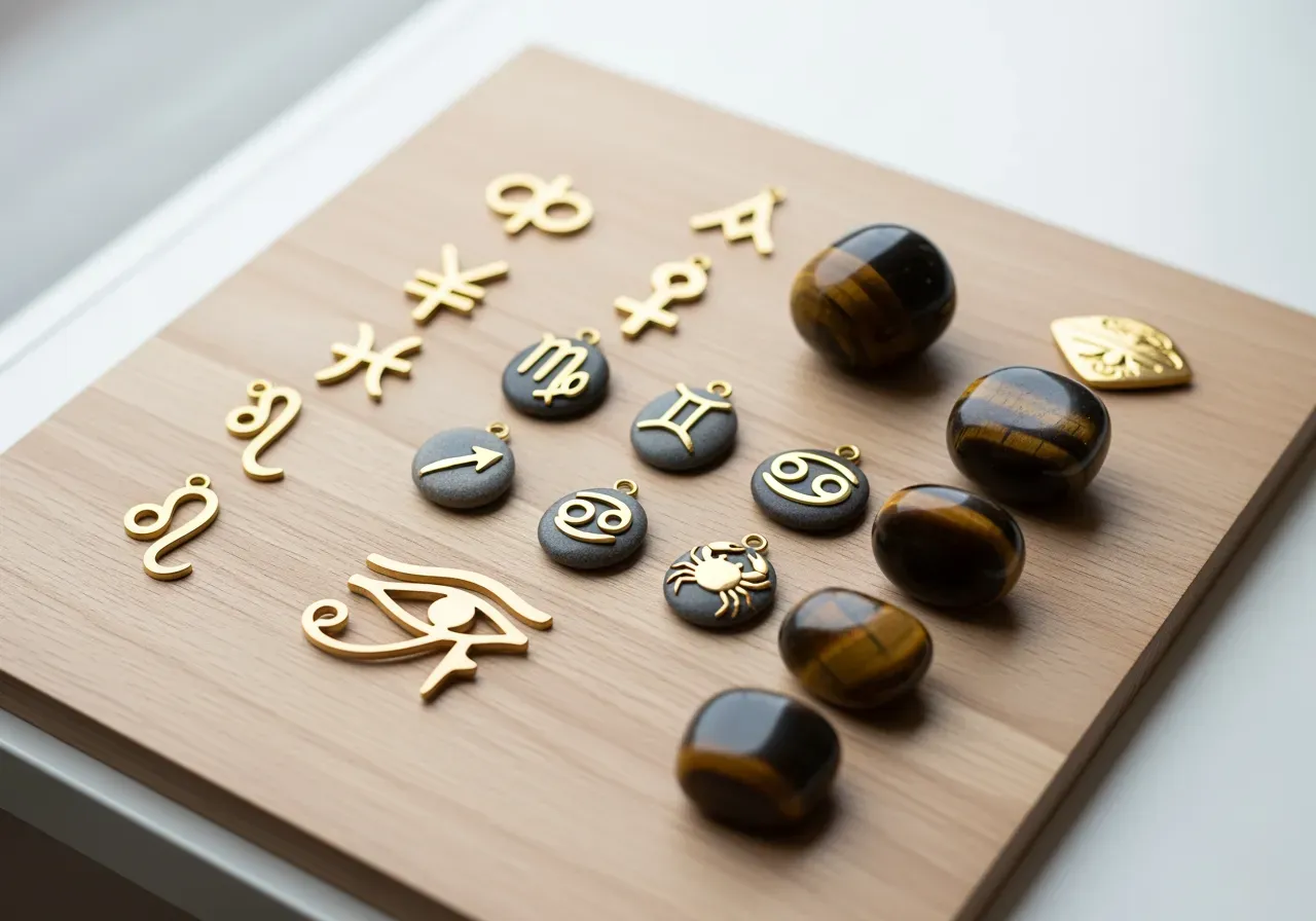 Guldsymboler stjärntecken Horusögat tigeröga