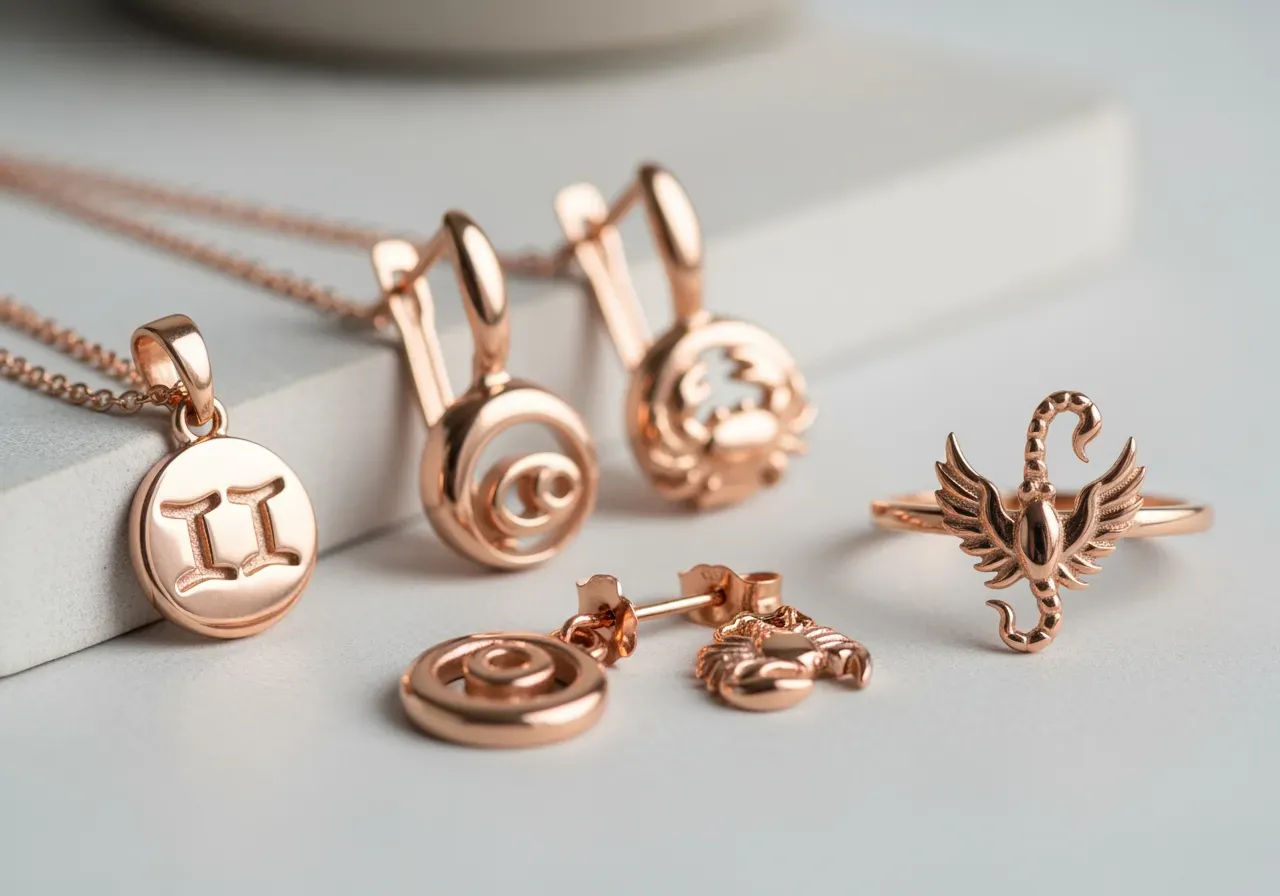 Roseguld smycken för Tvillingarna Kräftan Skorpionen